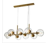 CLSDRZC E27 Nordic Linear Chandelier,Decor Coffee Shop Restaurant Hanging Light Glass Ceiling Light Fixture Magic Bean Molecule Chandelier, During Light-Gold Light 8 Head