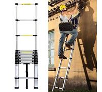 CLSDRZC Escalera telescópica telescópica de 3,8 m, 3,2 m, 5 m, 6,2 m, 2,6 m, 2 m, 6 m, 7 m, 8 m, escaleras Extensibles de Aluminio para el hogar, en la azotea, RV, hogar, Trabajo al Aire Libre, Carga