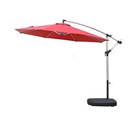 CLSDRZC European Style Roman Umbrella Garden Parasol with Hand Crank Aluminum Awning Suitable For Beach Swimming Pool Courtyard Terrace Folding Outdoor Parasol，Red