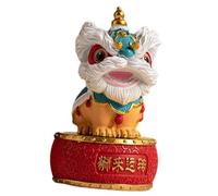 CLSDRZC Figura de Danza del león, Adorno de león, Arte de Resina, Centro de Mesa, Estatua de Feng Shui, decoración de Mesa para Escritorio, Sala de Estar, gabinete, Azul