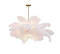 CLSDRZC For Living Room Bedroom Dining Room Romantic Princess Bedroom,American Creative Ostrich Feather Chandelier,E14+Led Auxiliary Light Source Nordic Light Luxury Feather Chandelier-White. 100 *
