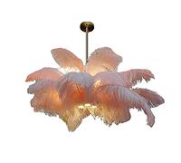 CLSDRZC For Living Room Bedroom Dining Room Romantic Princess Bedroom,American Creative Ostrich Feather Chandelier,E14+Led Auxiliary Light Source Nordic Light Luxury Feather Chandelier-Pink. 100 *