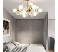 CLSDRZC G9 Warm Romantic Magic Bean Lighting Chandelier,Nordic Creative Sputnik Chandelier, Metal Ceiling Light,Hanging Lamp For Bedroom Living Dining Room Kitchen Lighting-Gold and White 12t
