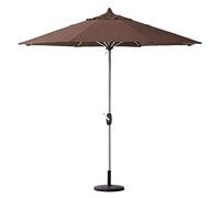 CLSDRZC Garden Parasol,2.7M Aluminium Manual Crank Sun Shade, Parasol Umbrella Canopy Waterproof UV Resistant Foldable for Patio/Beach/Pool/Outdoor Shelter (Brown)