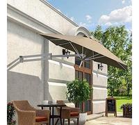 CLSDRZC Garden Parasol,Khaki Wall Mount Retractable Parasol Umbrellas, Portable Sunshade Umbrella for Outdoor Patio, Bar, Porch Balcony 8 Aluminum Ribs