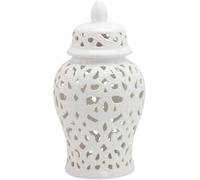 CLSDRZC Ginger Jar Ceramic Handicraft Flower Vase with Lid Pierced with Lid(White,Small)