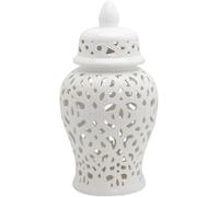 CLSDRZC Ginger Jar Ceramic Handicraft Flower Vase with Lid Pierced with Lid(White,Small)