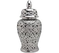 CLSDRZC Ginger Jar Ceramic Handicraft Flower Vase with Lid Pierced with Lid(White,Small)