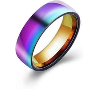 CLSDRZC Girl Products Men Women Rainbow Colorful Ring Titanium Steel Wedding Band Ring Width 6mm Size 6-10 Gift Gifts