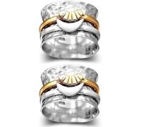 CLSDRZC Girl Products Sun and Moon Spinner Ring-Gracias por ser Siempre mi Lado, Anillo de Luna de Sol Plateado, Anillo de Giro de Alivio de ansiedad, descompresión Que Gira Anillo Ancho
