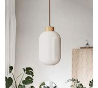 CLSDRZC Glass Jar Pendant Light Fixture Wood Chandelier, 1-Light White Shade Wooden Ceiling Hanging Lamp, E27 Bedroom Bedside Suspended Lights for Kitchen Island Dining Room