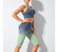 CLSDRZC Gradient High Elasticity Yoga Wear Running Sports Tight Bra Fitness Body Five-Piece Suit