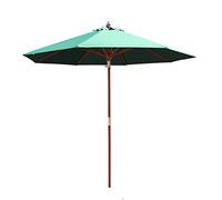 CLSDRZC Green Hardwood Pulley Operated 2.7M Parasol Garden Umbrella