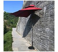CLSDRZC Half 270cm Breathable Double Top Waterproof Umbrella Cloth Small with Crank Handle, Garden Parasol for Lawn Deck Patio Balcony，Rose Red