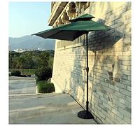 CLSDRZC Half 270cm Breathable Double Top Waterproof Umbrella Cloth Small with Crank Handle, Garden Parasol for Lawn Deck Patio Balcony，Rose Red