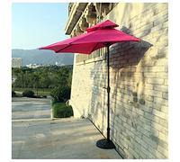 CLSDRZC Half 270cm Breathable Double Top Waterproof Umbrella Cloth Small with Crank Handle, Garden Parasol for Lawn Deck Patio Balcony，Rose Red