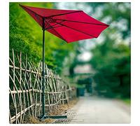 CLSDRZC Half 300cm Red Prevent Light Rain Umbrella with Crank, Small Parasol for Outdoor Garden and Patio，A
