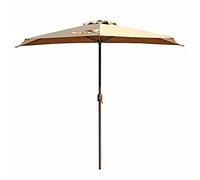 CLSDRZC Half Garden Parasol Khaki, 2.7m Semi Round Balcony Outdoor Market Umbrella Sun UV Water-Repellent Rain Protection