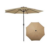 CLSDRZC Heavy Duty Outdoor Umbrella, Round Umbrellas Sunscreen with Tilt Function, D2.7M*H2.5M, Wine Red, Dark Green, Beige, Khaki, for Patio, Lawn, Pool, Garden Sun Parasol