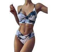 CLSDRZC Hight Waist Bikini 2025 Woman Summer Fashion Bikini Women Push Up High Cut Bikini Set Two Piece Water Color Swimsuit
