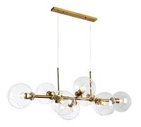 CLSDRZC Indoor Chandelier,Brushed Finish Chandelier,E27 Chandelier, Magic Bean Chandelier,with Glass Shade,Nordic Molecule Hanging Chandelier-8 Head of Gold Transparent lampshade