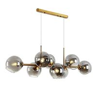 CLSDRZC Indoor Chandelier,Brushed Finish Chandelier,E27 Chandelier, Magic Bean Chandelier,with Glass Shade,Nordic Molecule Hanging Chandelier-8 Head of Gold Soot lampshade