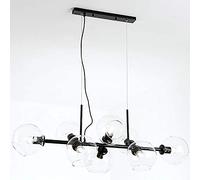 CLSDRZC Indoor Chandelier,Brushed Finish Chandelier,E27 Chandelier, Magic Bean Chandelier,with Glass Shade,Nordic Molecule Hanging Chandelier-Black 8 Head Transparent lampshade