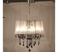 CLSDRZC Indoor Light Crystal Led Lamps White/Black Drawing Lampshade Chandelier E12/E14 Led Lighting Led Droplight/Illumination,White-