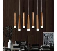 CLSDRZC Indoor Light Nordic Solid Wood Restaurant Café Bar Solid Wood Match Stick Chandelier Led Ceiling Lamp Illumination,White-7 Lamps