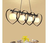 CLSDRZC Indoor Light Restaurant, Creative Personality Heart-SD Dining Room Lights 3 Heads Bar Study Dining Table Lamps Illumination,Black-4 Head