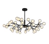 CLSDRZC Industrial Iron Ceiling Light Fixture Chandelier with and Globe Glass Shade Included For Bedroom Living Room,G4 Northern Europe Iron Art Chandelier,Sputnik Chandelier-Black. 45 Head