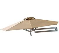CLSDRZC Khaki Wall Mount Patio Parasol, Foldable Tilting Garden Umbrella with Aluminium Pole, 7ft / 2.2m Outdoor Sunshade Umbrellas for Porch/Patio