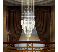CLSDRZC LED Crystal Ceiling Lamp White Yellow Warm Light Stainless Steel Chandelier Villa Hotel Stairs Dining Living Bar Luxury Silver