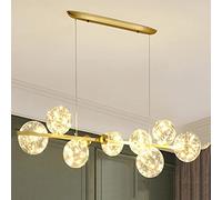 CLSDRZC LED Nordic Firefly Magic Bean Chandelier,Glass Gypsophila Chandelier,Living Room Dining Room Dining Room Office Hall Light-Gold Tricolor Light 110 * 32cm