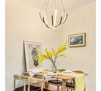 CLSDRZC LED Semicircle Chandelier Basket Geometry Bedroom Decorative Lights Aluminium Acrylic Ceiling Lamp Brown White Yellow Warm Light Dining Living Study Nordic