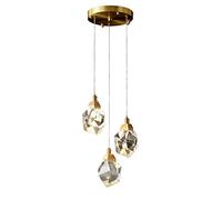 CLSDRZC Light Luxury Chandelier,Living Room Light,LED Full Copper Glass Crystal Chandelier,Bedroom Dining Room Light,Entrance Corridor-Copper and Crystal 3