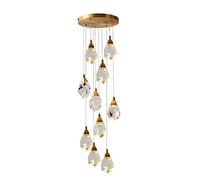 CLSDRZC Light Luxury Chandelier,Living Room Light,LED Full Copper Glass Crystal Chandelier,Bedroom Dining Room Light,Entrance Corridor-Copper and Crystal 10