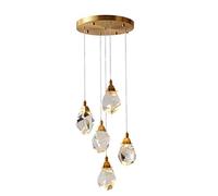 CLSDRZC Light Luxury Chandelier,Living Room Light,LED Full Copper Glass Crystal Chandelier,Bedroom Dining Room Light,Entrance Corridor-Copper and Crystal 5