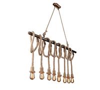 CLSDRZC Lighting Industrial 3/4/5/6/8/10 Lights Hemp Rope Light Ceiling Lamp Chandelier Hanging Fixture in Open Style for Indoor Outdoor Restaurant Bar Cafe,8 Heads