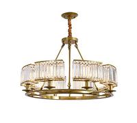 CLSDRZC Living Room Bedroom Dining Room Home Whole House Lamps,Nordic Round Chandelier,E14 Gold Light Luxury Crystal Ceiling Lamp-Gold. 8 Head