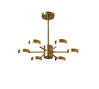 CLSDRZC Living Room,Dining Room,Cloakroom,Suitable For Bedroom,LED Full Copper Molecular Multi-Head Chandelier,Post- Light Luxury Style Dimmable Lamps,Minimalist Lamp-Copper 6 Head