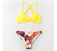 CLSDRZC Low Waist Bikini Sets Swimsuit for Women Bow Tank Two Pieces Swimwear Summer Beach Bathing Suits