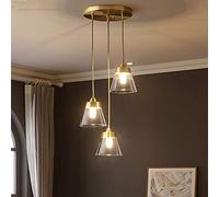 CLSDRZC Luxury Gold Copper Chandelier Restaurant Bar Staircase Lamp Porch Light Creative Living Room Bedroom Hotel 3 Light Source Ceiling Lamp