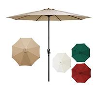 CLSDRZC Mango manejo Patio jardín, Paraguas Mesa Mercado, Desmontable de Pulgadas, con Costillas Resistentes, sin Parasol al Aire Libre Base, Crema 270 cm (9tf)