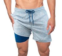 CLSDRZC Men Drawstring Swim Shorts Special Beach Casual Built-in Compression Liner Swim Trunks Summer Beach Bathing Suit