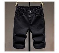 CLSDRZC Men's Black Denim Shorts Plus Size Summer Loose Straight Leg Stretch Short Jeans Classic Mens