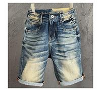 CLSDRZC Men's Blue Shorts Summer Cotton Stretch Regular Fit Denim Shorts Men's Denim Straight Pants