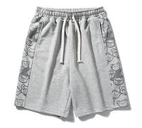 CLSDRZC Men's Casual Beach Shorts Lightweight Couple Shorts Summer Cartoon Grey Shorts with Pockets