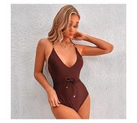 CLSDRZC Mujeres de una Pieza Traje de baño Traje de baño sólido sólido con Tumba Traje de baño natación