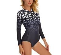 CLSDRZC One Piece Swimsuit Women's Swimwear Long Sleeve Sun Protection Clothing Surf Diving Print Running Shirt Sun Protection
